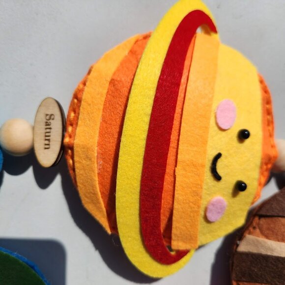 Handmade Planets Felt Garland Hangs Vertically Solar System Planet Space Nursery - Picture 7 of 10